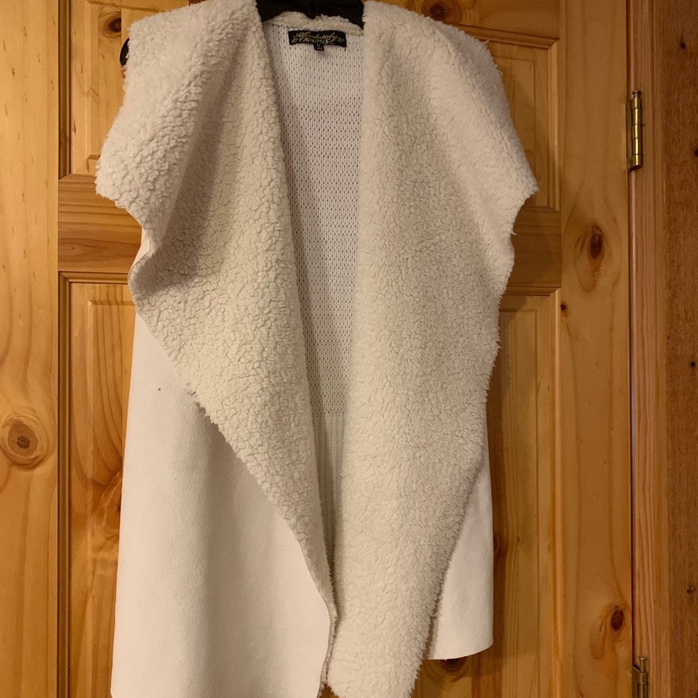 Faux white suede vest